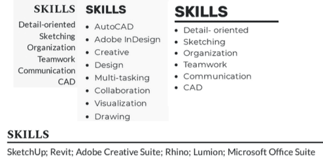Key skills for an interior design resume