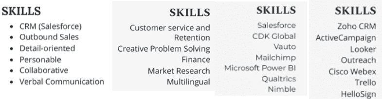 Skills for a sales manager resume