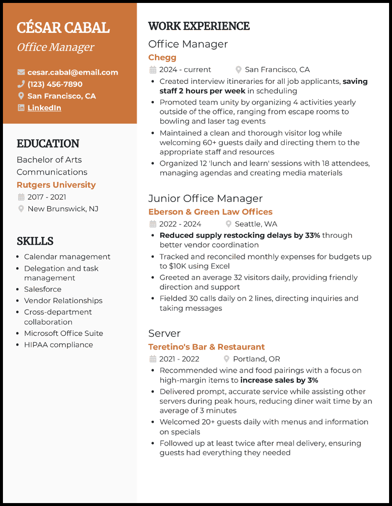 14 Office Manager Resume Examples for 2026