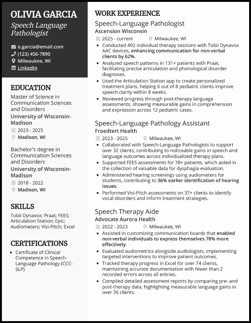 7 Speech Language Pathologist (SLP) Resume Examples for 2026