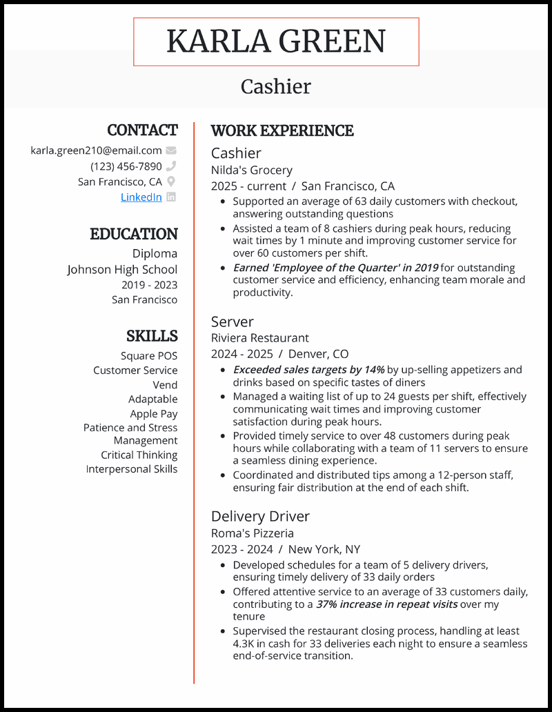 15 Cashier Resume Examples That Work in 2026