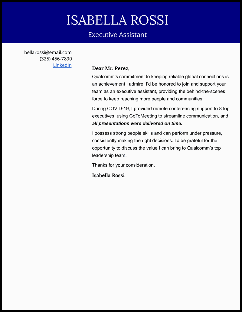 5 Executive Assistant Cover Letter Examples