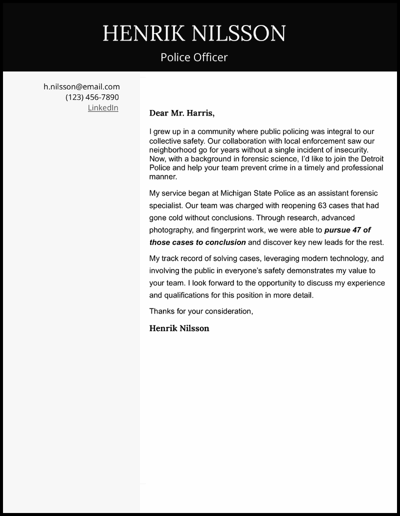 5 Police Officer Cover Letter Examples