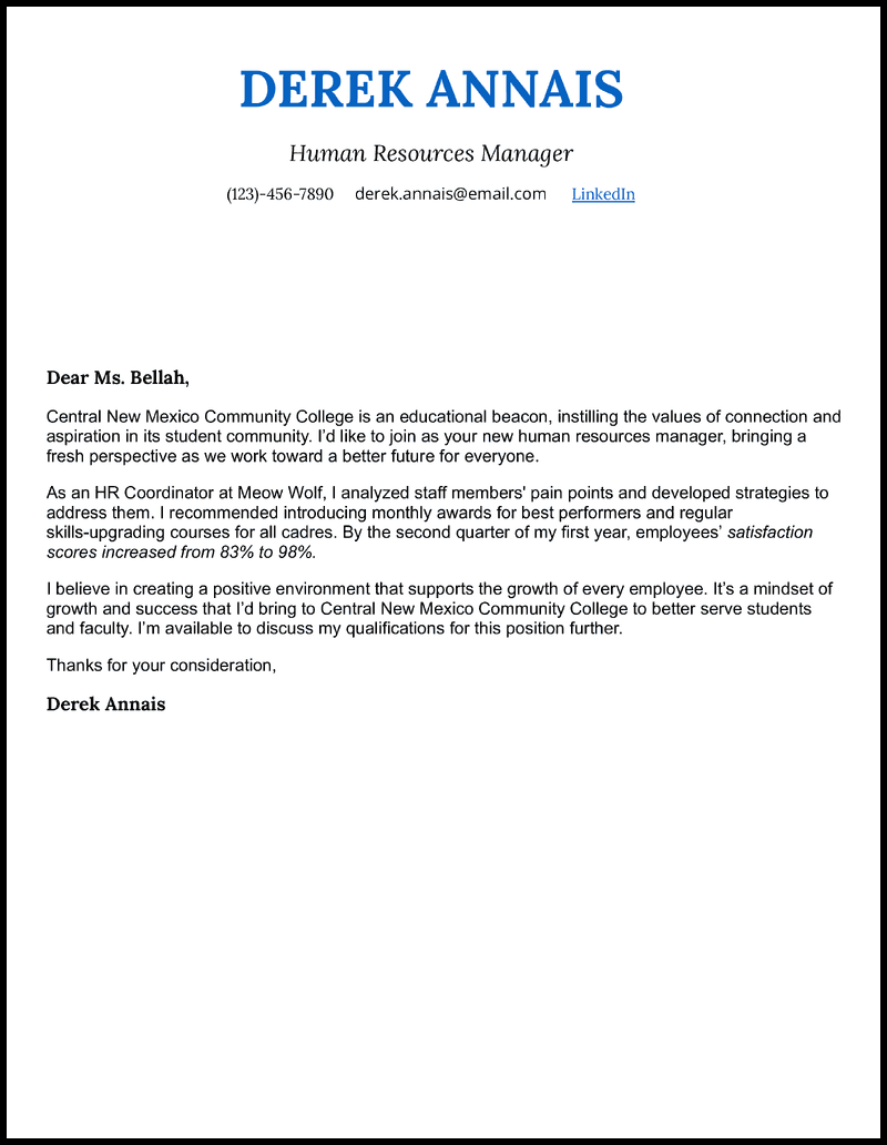5 Human Resources (HR) Covering Letter Examples