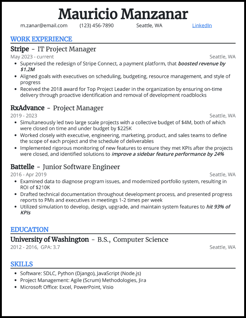 36 Project Manager Resume Examples & Guide for 2026