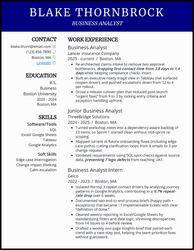 27 Business Analyst (BA) Resume Samples for 2026